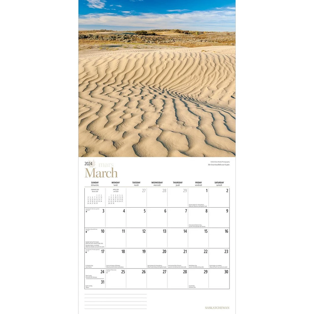 Wyman Publishing Saskatchewan 2024 30.48x60.96 CM Mur Carré Calendrier, 9781525611643