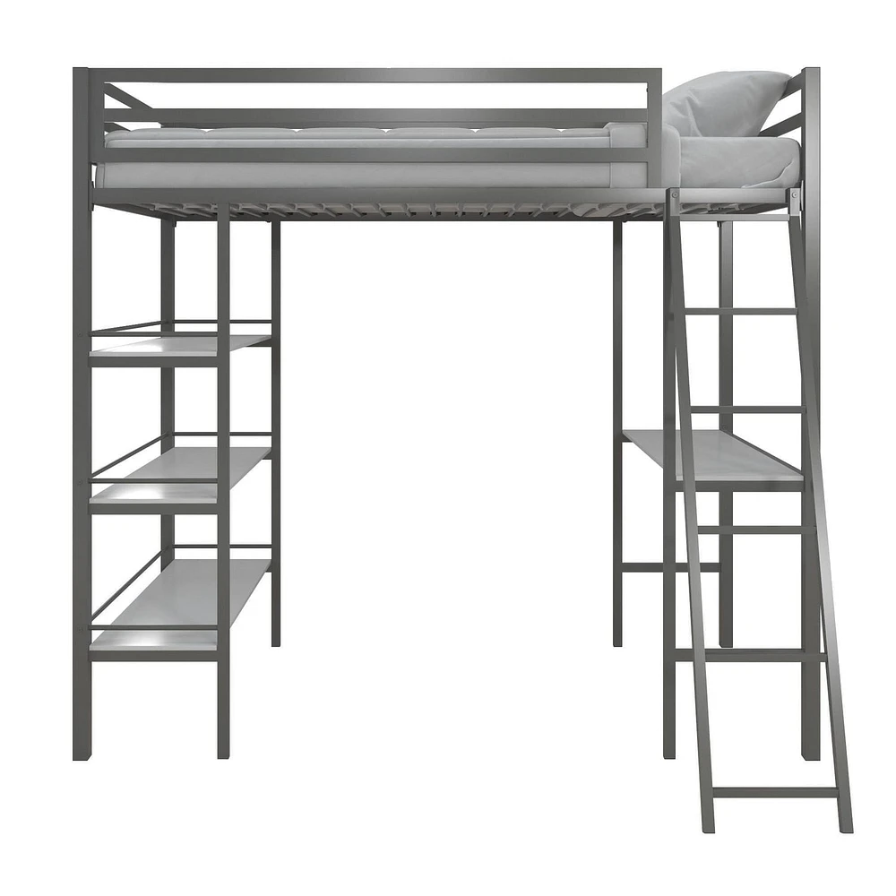 Lit mezzanine en métal Little Seeds Nova avec tablettes