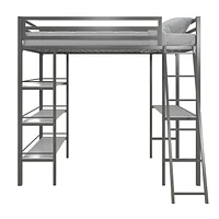 Lit mezzanine en métal Little Seeds Nova avec tablettes