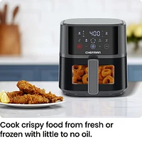 Chefman TurboFry Touch 4L (4-Qt) Easy-View Air Fryer w/ 4 Cooking Presets and 235°C (450°F) Hi-Fry Button - Grey, New