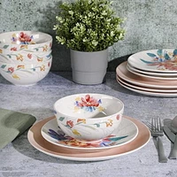 Tia Mowry 12 Piece Fine Ceramic Dinnerwware Set, Pink