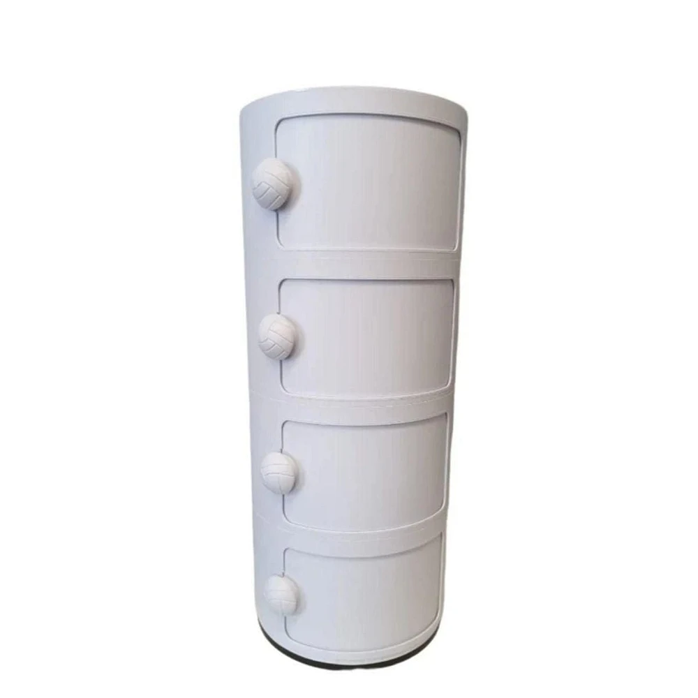 Alysa Round Storage in White with 4 tiers