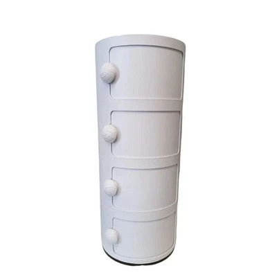 Alysa Round Storage in White with 4 tiers