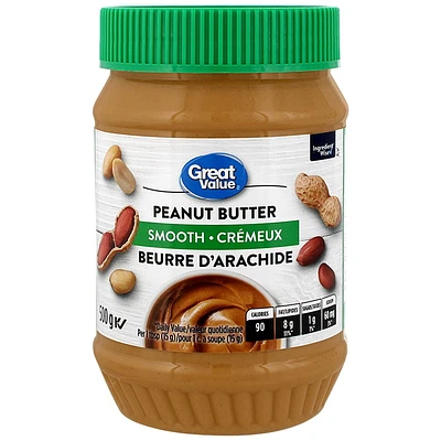 Great Value Smooth Peanut Butter, 500 g