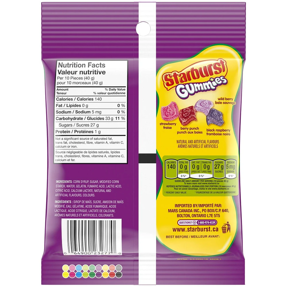 STARBURST, Sour Berries Gummy Candy, Sharing Bag, 164g_en