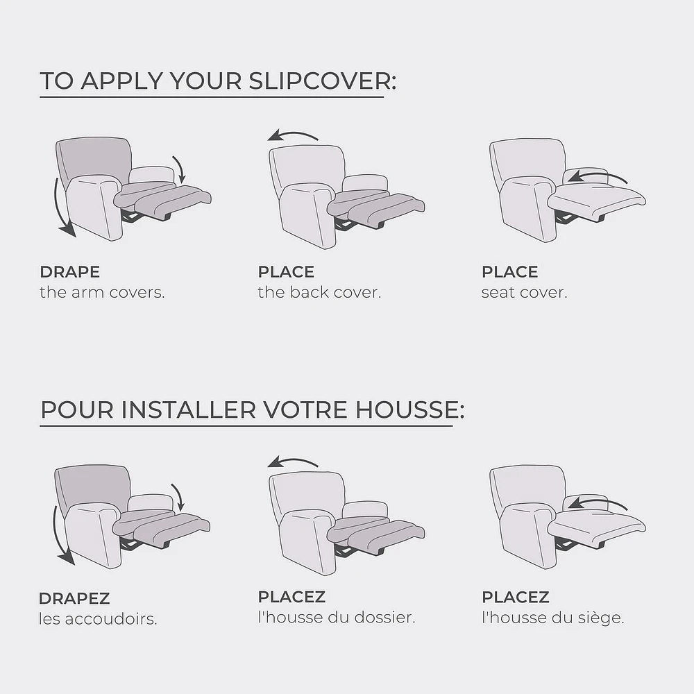 Housse extensible Pixel Soft pour fauteuil inclinable, avec 20 % de tissu recyclé durable et facile a appliquer
