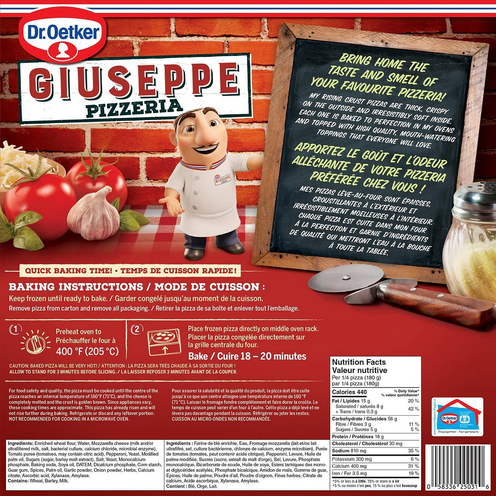 Dr. Oetker Giuseppe Pizzeria Rising Crust Pepperoni Pizza, 720 g