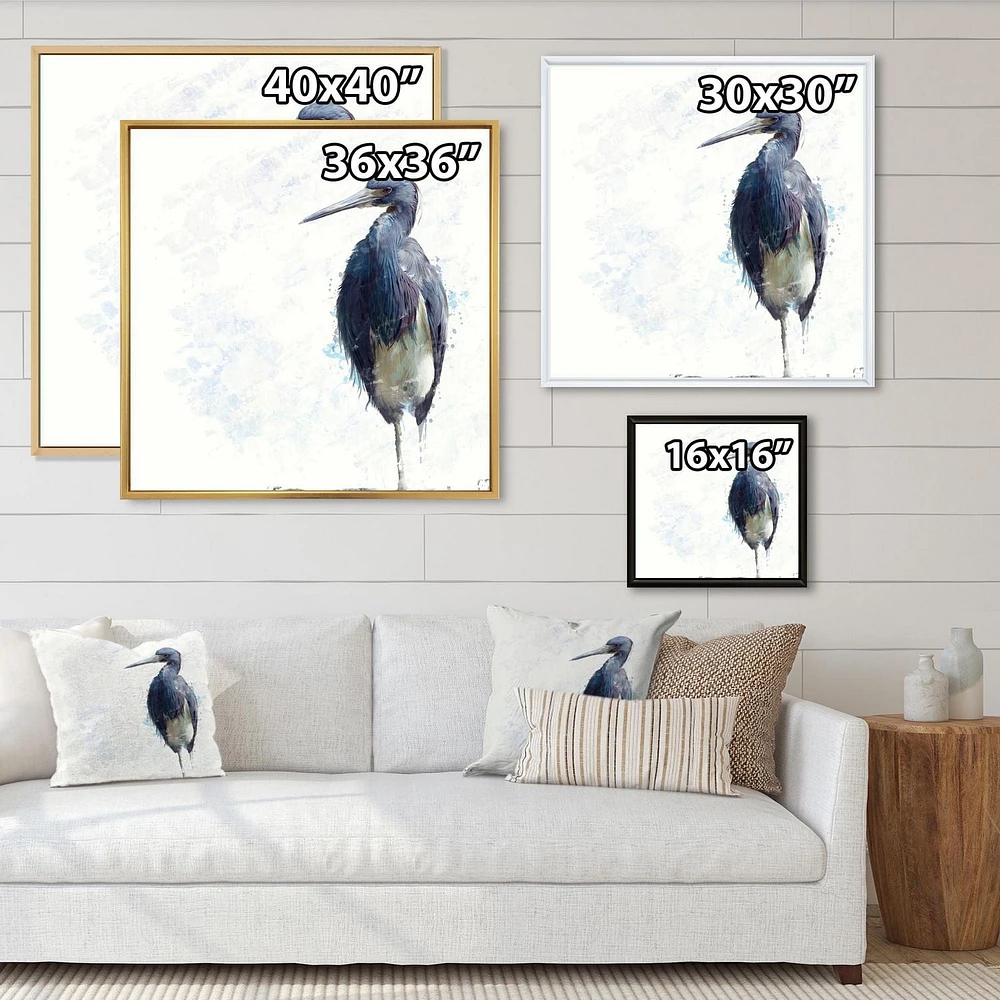 Designart Oiseau Héron tricolore ART MURAL À CADRE FLOTTÉ