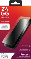 Zagg InvisibleShield Hybrid Glass for iPhone 16/15 InvisibleShield Hybrid Glass