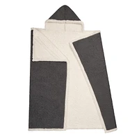 Safdie & Co. Premium Ultra Soft Reversible Sherpa Hoodzy Hooded Throw Blanket Charcoal