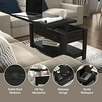 Table basse Hillsdale Coover en bois avec plateau relevable et 1 faux tiroir