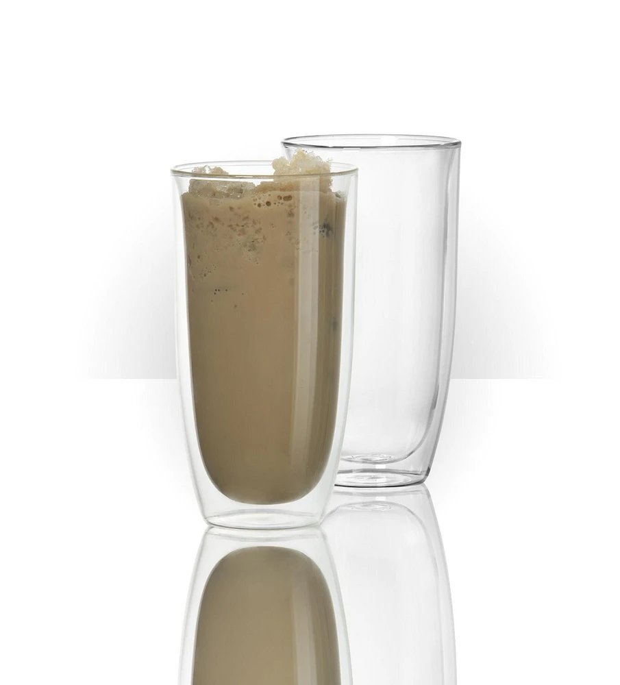 SET OF 2 DUETTO DOUBLE WALL HIGH BALL GLASSES TRUDEAU - 17 OZ