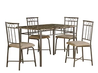 Monarch Specialties Ensemble De Table À Manger, 5pcs Ensemble, Petit, 48" Rectangulaire, Faux Marbre, Cuisine, Métal, Stratifié, D'aspect Marbre Brun, Contemporain, Moderne