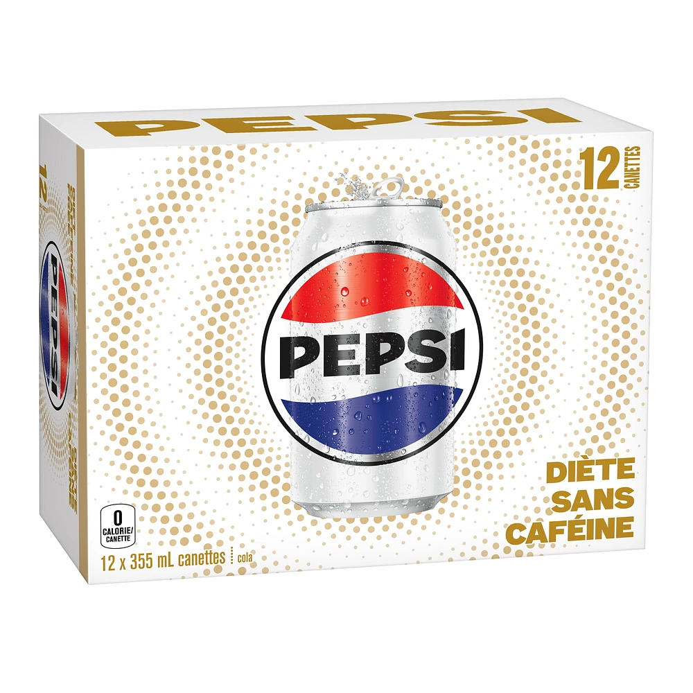 Pepsi Diet Caffeine Free Cola 12 x 355 mL, Cans, 12x355mL