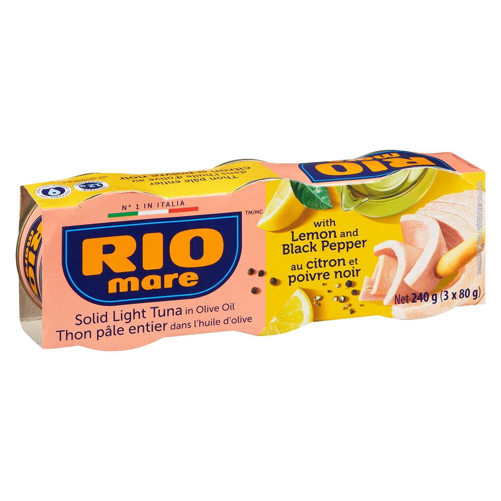 Rio Mare Thon pâle entier dans l’huile d’olive avec citron et poivre