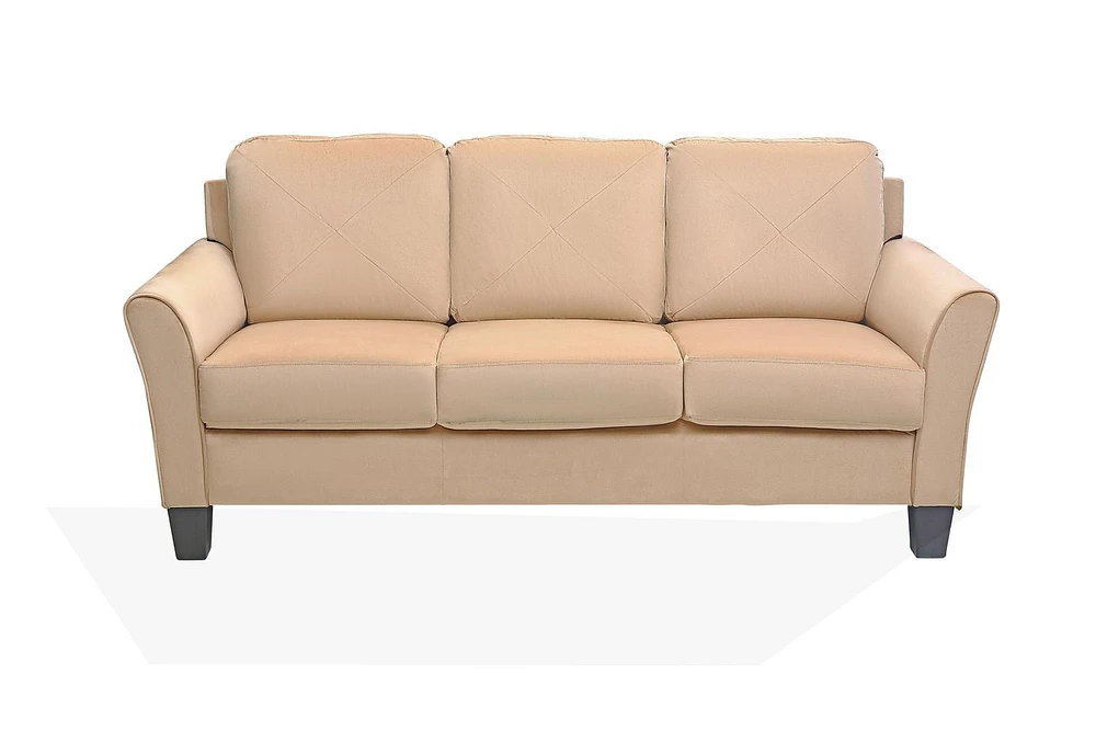 K-Living Samara Microsuede KD Stationary Sofa in Beige