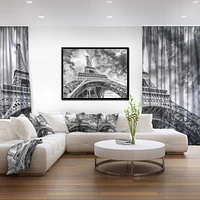 Design Art Black And White View of Paris Paris Eiffel Tower Framed Canvas Art Print