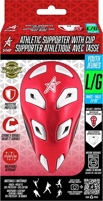 Support athlétique Future Stars avec jock cup et sangle de maintien - jeune - taille grand - Équipement de protection antimicrobien, lavable en machine et de style professionnel Jock et sangle FS - grand jeune - taille 27"-29"