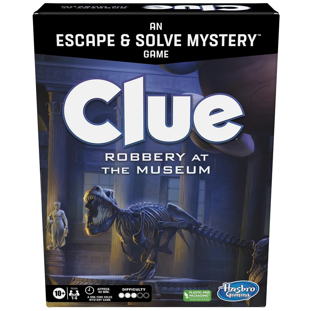 Clue Vol au musée, jeu d'enquête façon Escape Game, jeu de plateau coopératif familial, à partir de 10 ans, 1 à 6 joueurs
