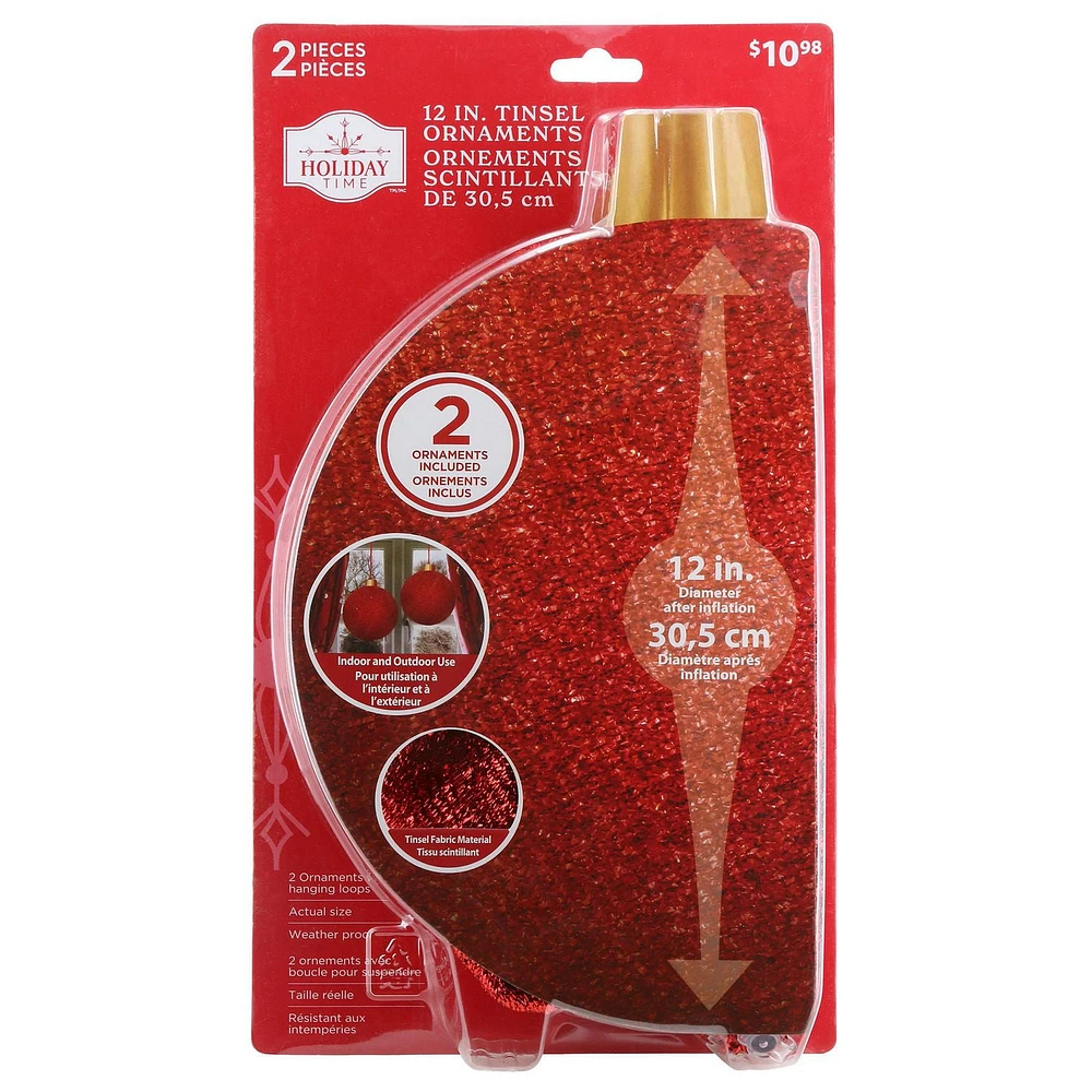 ORNEMENTS SCINTILLANTS DE 30 CM - ROUGE
