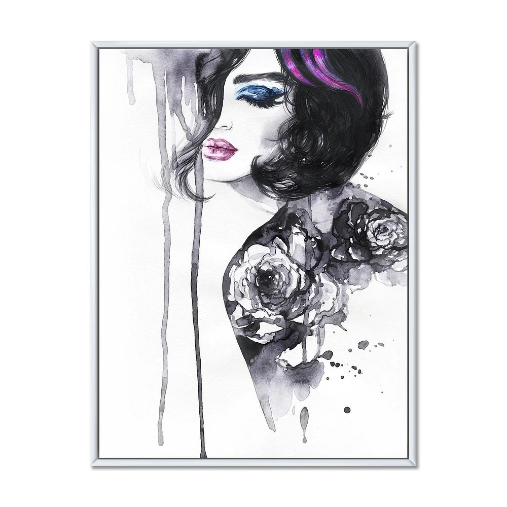 Designart Tableau Portrait Féminin ART MURAL À CADRE FLOTT