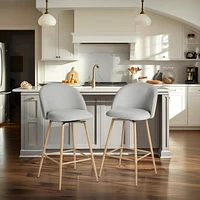 Homy Casa Ensemble de 4 tabourets de bar pivotants, hauteur de comptoir de 26 po avec dossier incurvé ergonomique, rembourrés avec détails cousus pour îlot de cuisine et salle à manger, beige/gris/ble