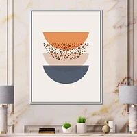 Designart Géométrie abstraite du soleil et de la lune en bleu et orange ART MURAL À CADRE FLOTTÉ