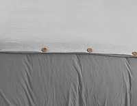 Reversible Natural Crinkle Fabric Ultra Soft Solid Duvet Cover Set - Beautiful Button Closure