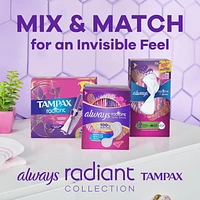 Tampax Radiant Tampons Multipack, with LeakGuard Braid, Regular/Super Absorbency, Unscented, 28CT