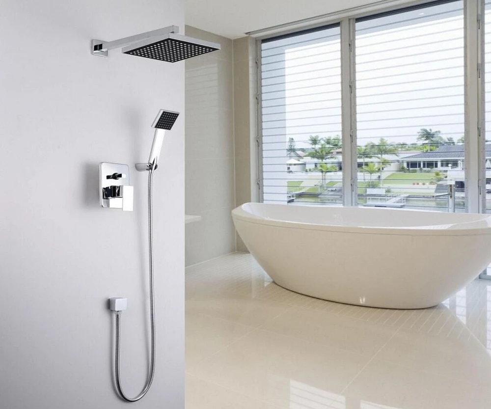 DROP Bath and Kitchen DR091030 Ensemble de douche mural carré en couleur chrome