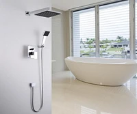 DROP Bath and Kitchen DR091030 Ensemble de douche mural carré en couleur chrome