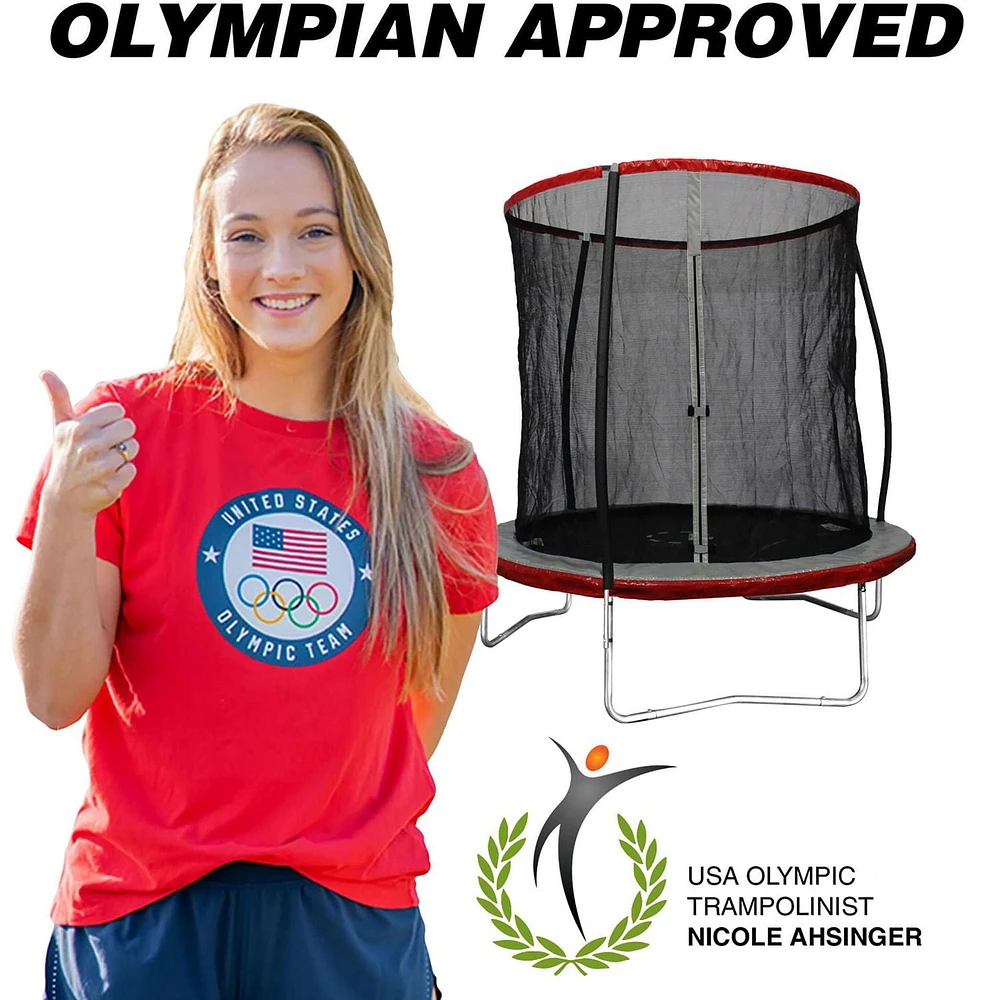 TRAINOR SPORTS 8 FT Trampoline and Enclosure Combo | | Jumping Mat and Full Coverage Spring Padding 18201920080