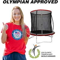 TRAINOR SPORTS 8 FT Trampoline and Enclosure Combo | | Jumping Mat and Full Coverage Spring Padding 18201920080