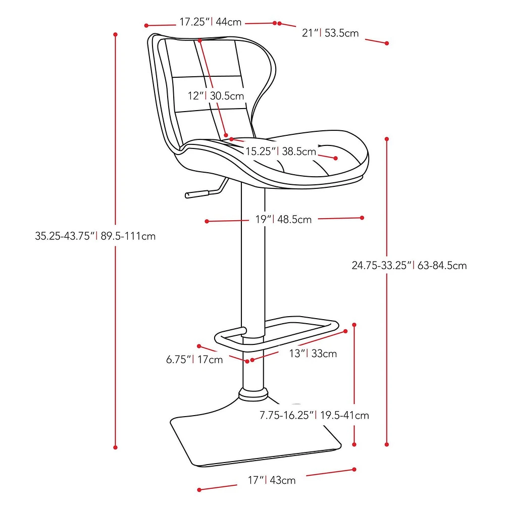 CorLiving Remi Lot de 2 tabourets de bar carrés pivotants réglables en similicuir moderne - Tabourets de bar de cuisine avec dossier - Ensemble de tabourets de bar parfait pour la maison - Base sur pi