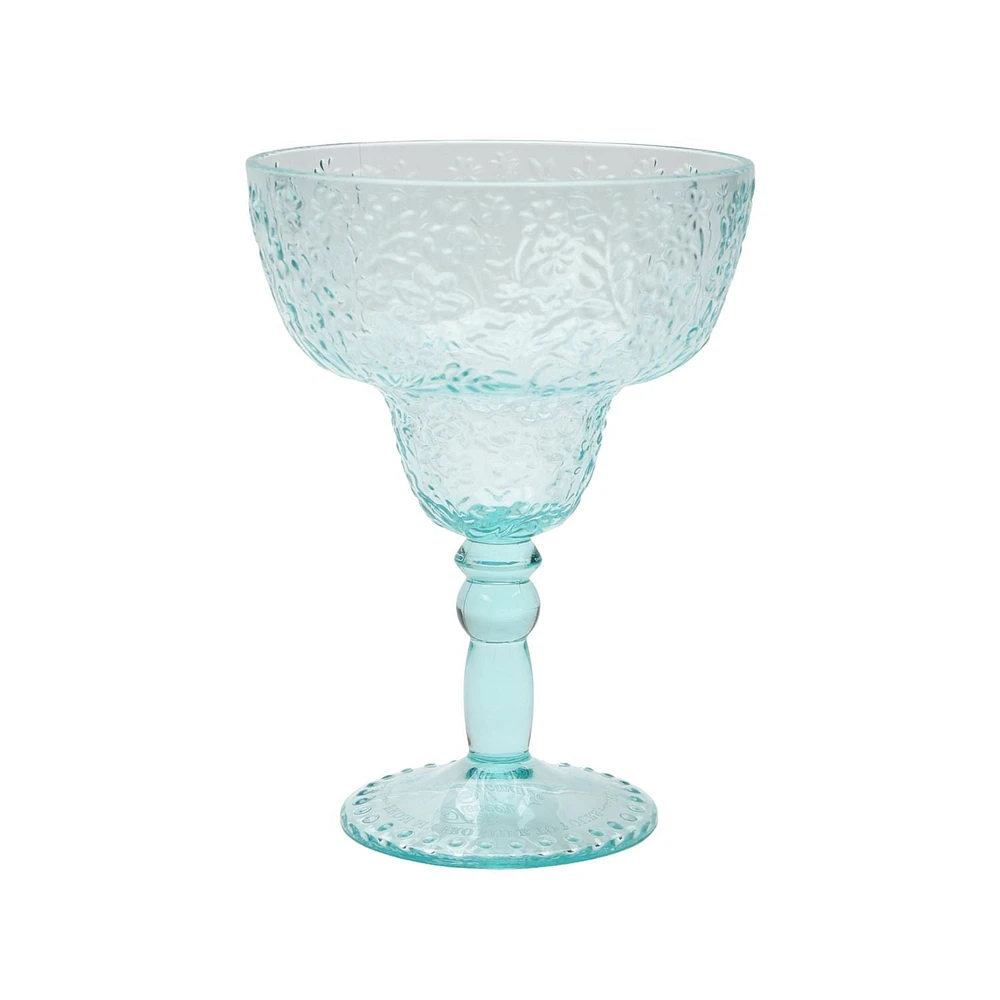 The Pioneer Woman, Verre à cocktail Margarita Tritan Ditsy bleu sarcelle 17,7 oz, 1 pièce