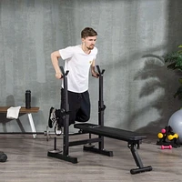 Soozier Adjustable Weight Bench Foldable with Barbell Rack and Dip Station