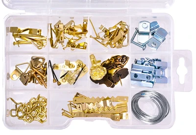 Hardware Essentials Brass Picture Hanging Kit, 136 pieces, Assorted