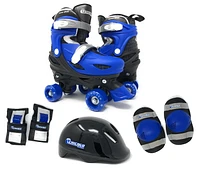 Chicago Skates - Patins à roulettes ajustables pour enfants avec accessoires, bleu, taille J10-13