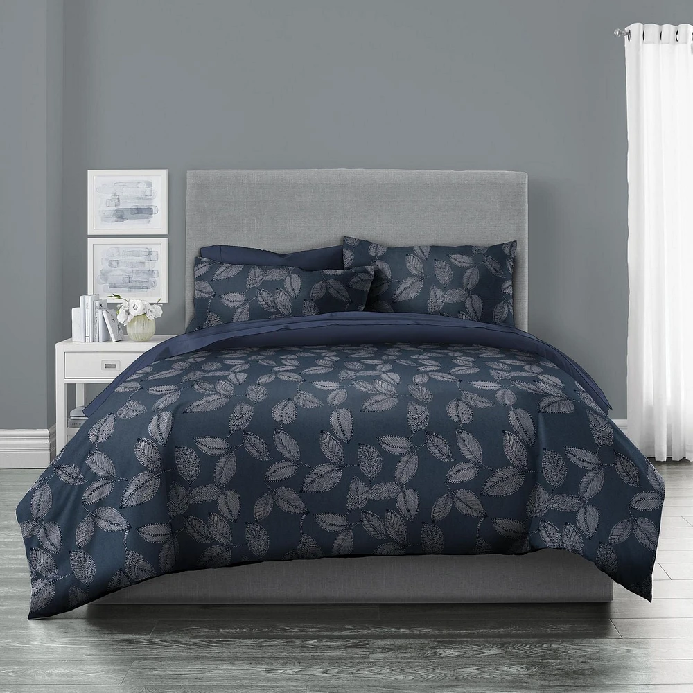 Wabasso Blue Leaf Queen Bed-in-a-Bag