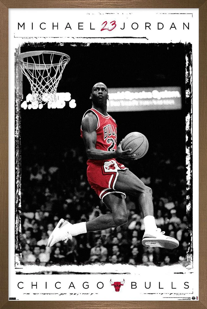 Michael Jordan - Dunk Wall Poster, 14.725" x 22.375" Framed