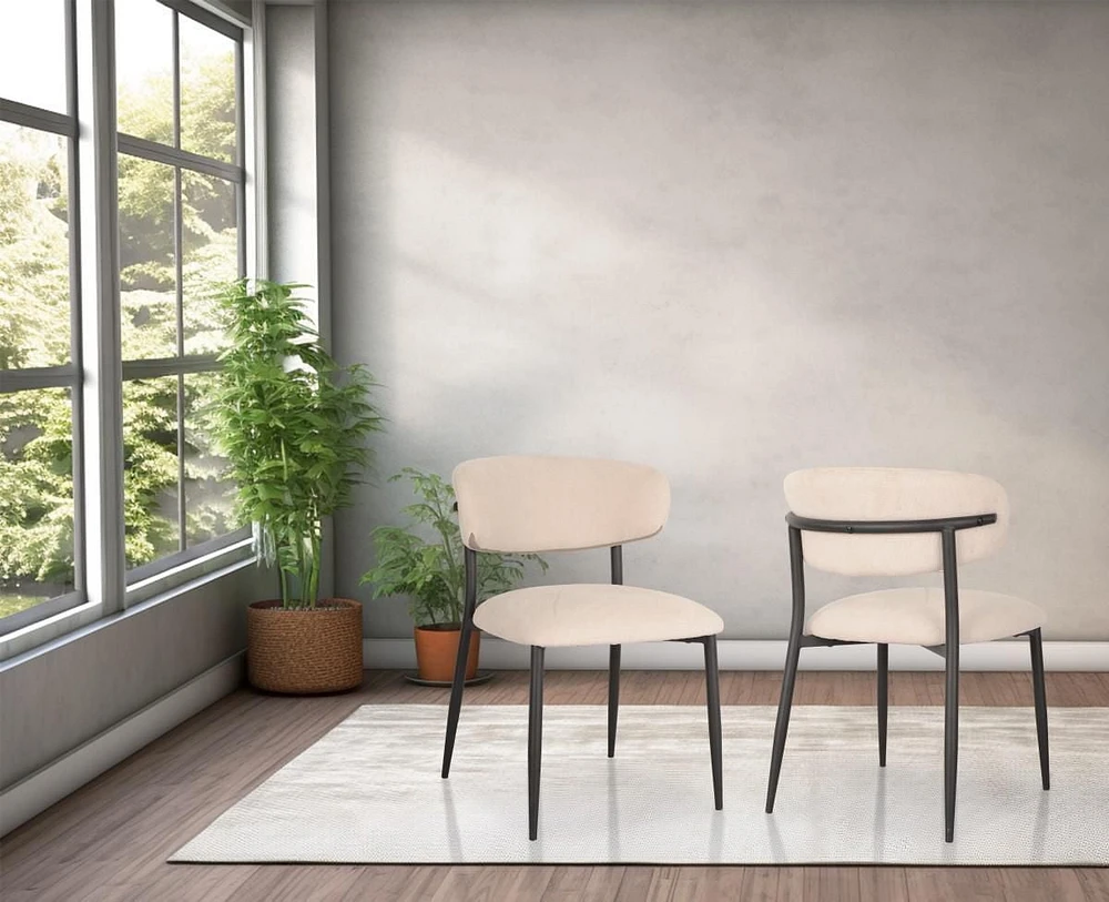 Chaise de salle à manger Tina, ensemble de 2, Beige