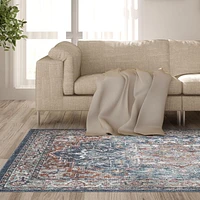Tapis tissé rouge et bleu Cranfield rouillé