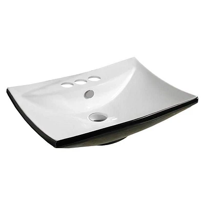 American Imaginations 23.8-in. W Wall Mount Black-White Bathroom Vessel Sink For 3H4-in. Center Drilling AI-28469