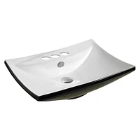 American Imaginations 23.8-in. W Wall Mount Black-White Bathroom Vessel Sink For 3H4-in. Center Drilling AI-28469