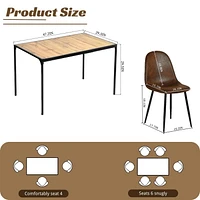 Homy Casa Ensemble de salle à manger 5 pièces, 1 table avec 4 chaises ergonomiques rembourrées, plateau recouvert de PVC pour salle à manger, cuisine, espace de réception, table naturelle/expresso