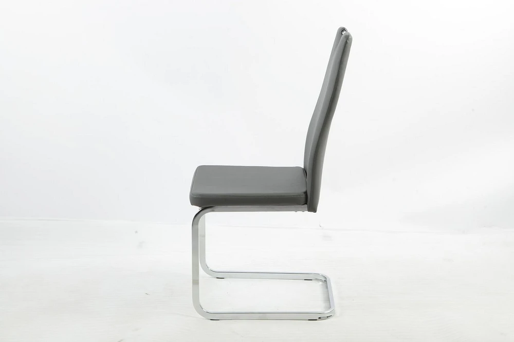 Aerys Marie Dining chairs with chrome  base in Grey PU(Set of 4)