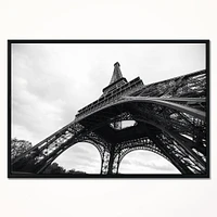 Design Art Paris Paris Eiffel Towerin Black And White Side View Framed Canvas Art Print