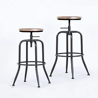 Homy Casa Lot de 2 tabourets de bar pivotants - Tabourets de bar de comptoir à hauteur réglable de 27 à 30 pouces avec siège en bois et repose-pieds en métal