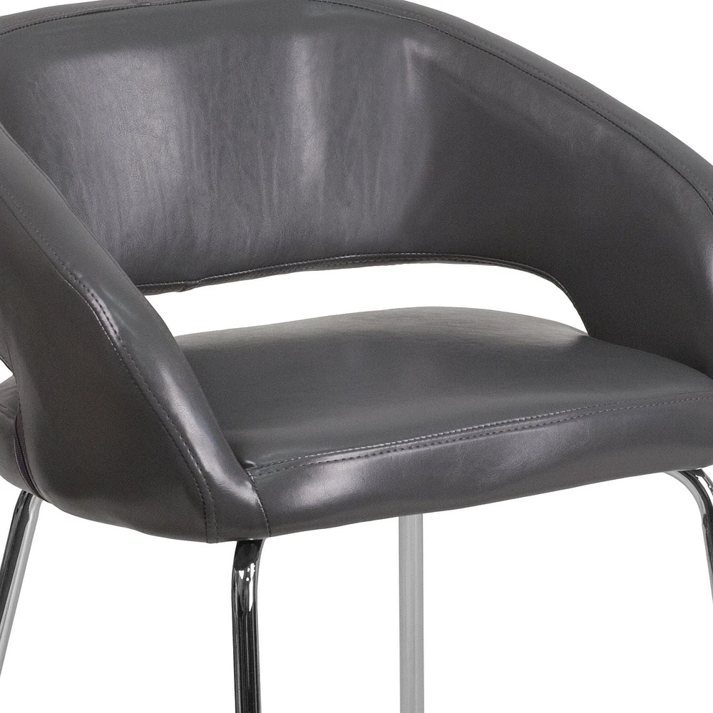 Chaise de réception contemporain auxiliaire en cuir gris de la série Fusion