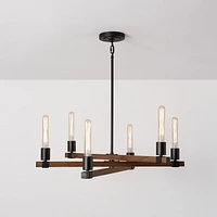 Walken 6-Light Chandelier, Matte Black, Faux Wood Accents